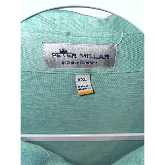 Peter Millar Polo Golf Shirt Men’s Size 2XL Blue Short Sleeve Missing Button - Picture 2 of 12